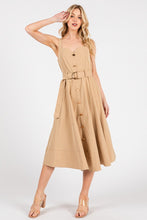 Cargar imagen en el visor de la galería, Vestido beige con cinturon