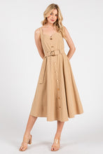Cargar imagen en el visor de la galería, Vestido beige con cinturon