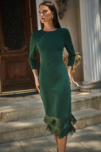 Cargar imagen en el visor de la galería, Vestido verde midi con flecos