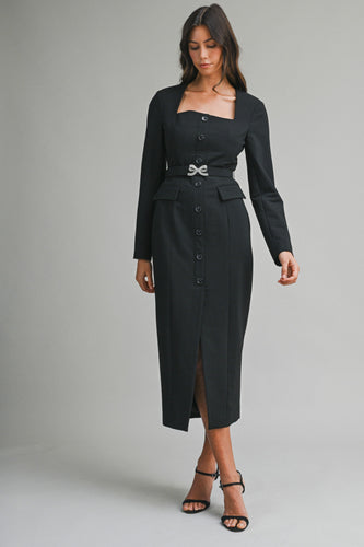 Vestido negro manga larga