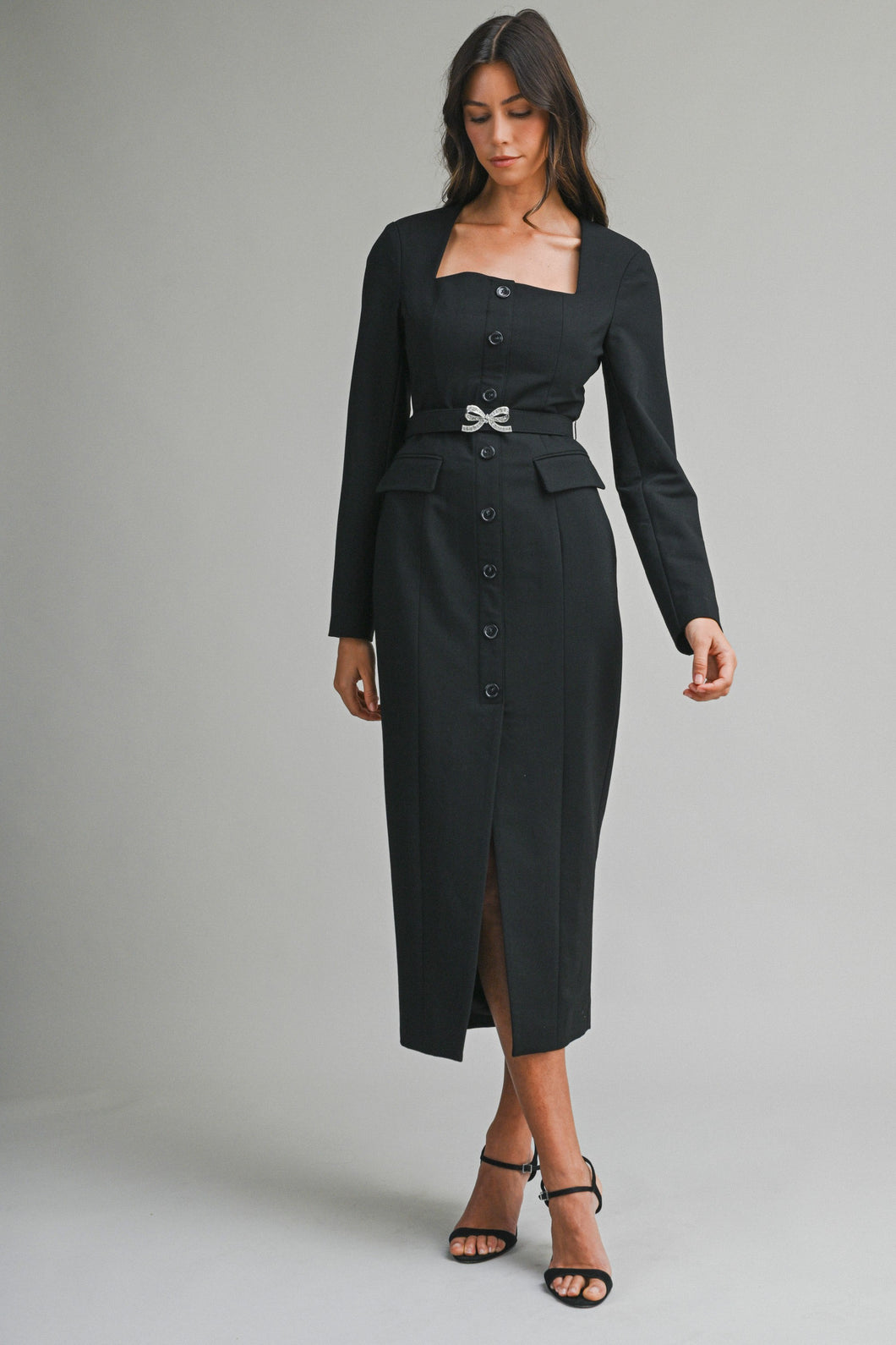 Vestido negro manga larga