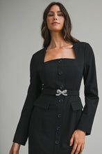 Cargar imagen en el visor de la galería, Vestido negro manga larga