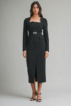 Cargar imagen en el visor de la galería, Vestido negro manga larga