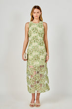 Cargar imagen en el visor de la galería, Vestido Midi Verde con Aplicaciones Florales 3D