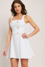 Cargar imagen en el visor de la galería, Vestido Mini Blanco con Detalles Dorados