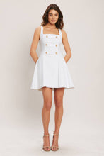 Cargar imagen en el visor de la galería, Vestido Mini Blanco con Detalles Dorados