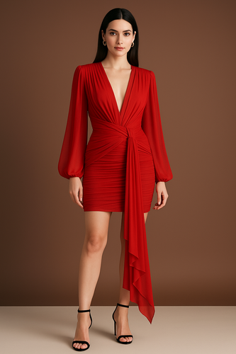 Vestido rojo manga larga